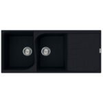 Evier Focus Graniteck 2 Bacs + Égouttoir Noir F.116B