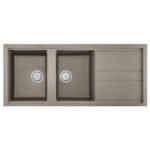 Evier Focus GRANITECK 2 bacs + égouttoir Grège Smart.116A
