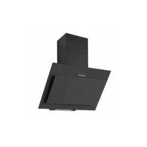 hotte decorative silverline 60cm verre noir casquette aluminium