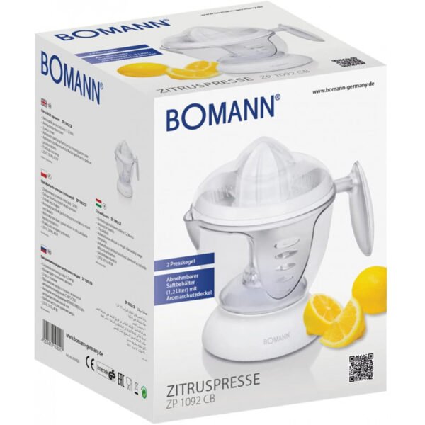 Presse-agrumes électrique Bomann 1.2 L 40W Blanc ZP1092CB