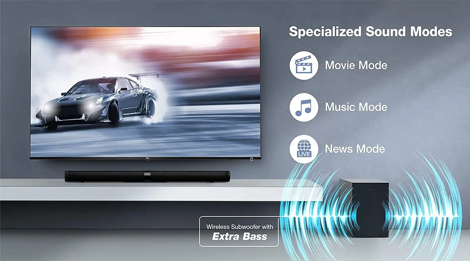 barre de son tcl bluetooth wireless subwoofer 240w ts3010 sa 2