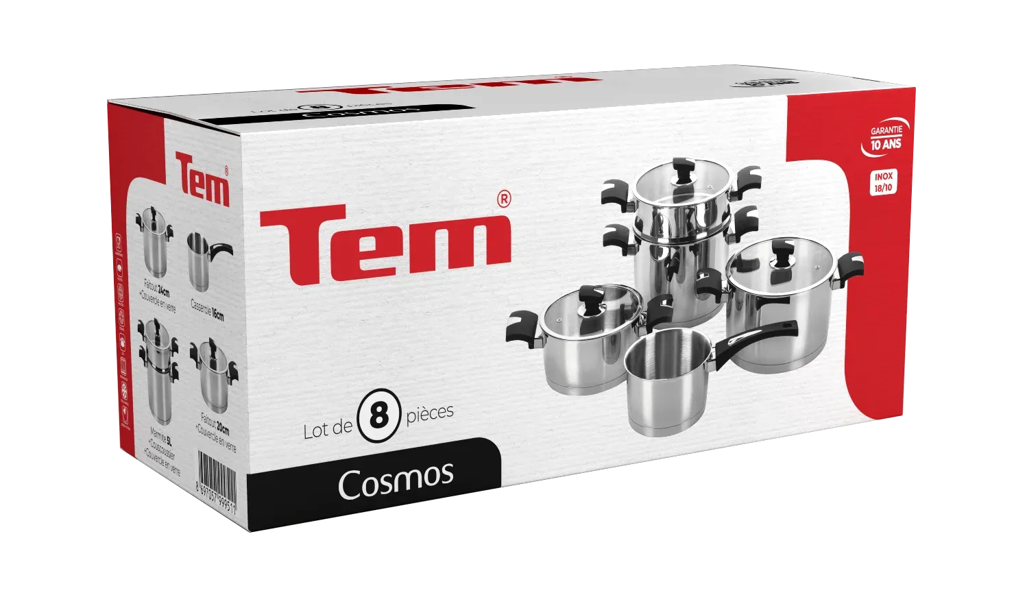 Batterie COSMOS TEM 8 Pièces Inox-W40108B