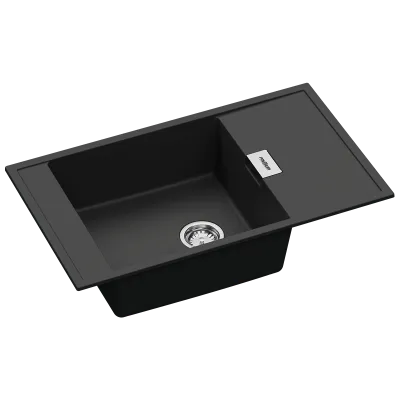 Evier PREMIUM Granite 1 bac+égouttoir Noir SALEO 11