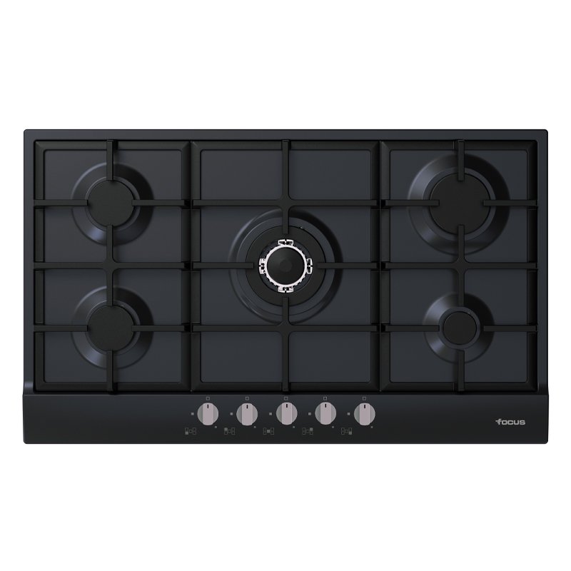 F_4789B.rvb Plaque de cuisson FOCUS 5 feux 86 cm Fonte Noir F.4789B