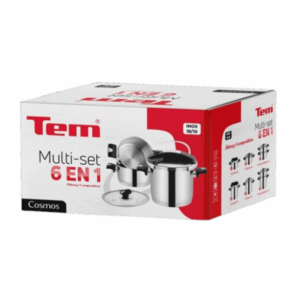 Batterie de cuisine TEM COSMOS 6 en 1 en Inox 18/10 W40105B