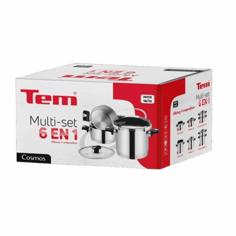 Batterie de cuisine TEM COSMOS 6 en 1 en Inox 18/10 W40105B