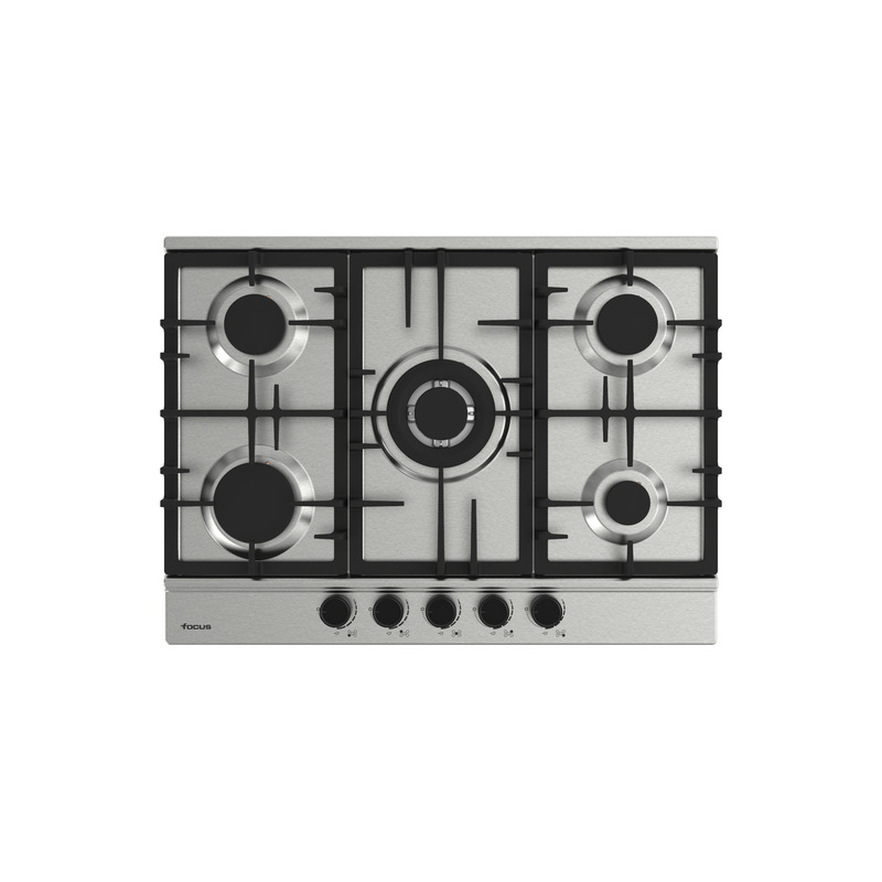 Plaque de cuisson FOCUS 5 Feux Fonte 70 cm Inox F.8011XS