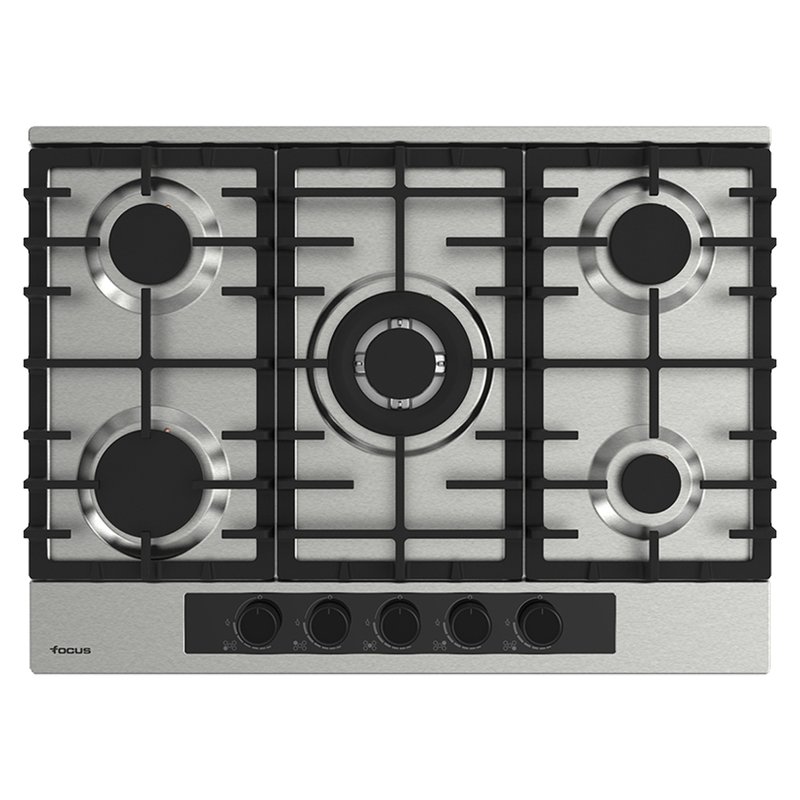 F_8003XS (1) Plaque de cuisson Focus 5 Feux Fonte Inox 70 cm F.8003XS