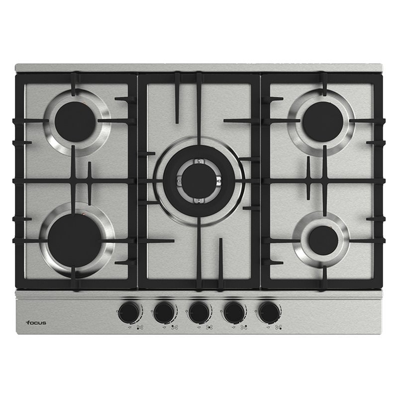 F_8011XS_W0HoypK (2) Plaque de cuisson FOCUS 5 Feux Fonte 70 cm Inox F.8011XS
