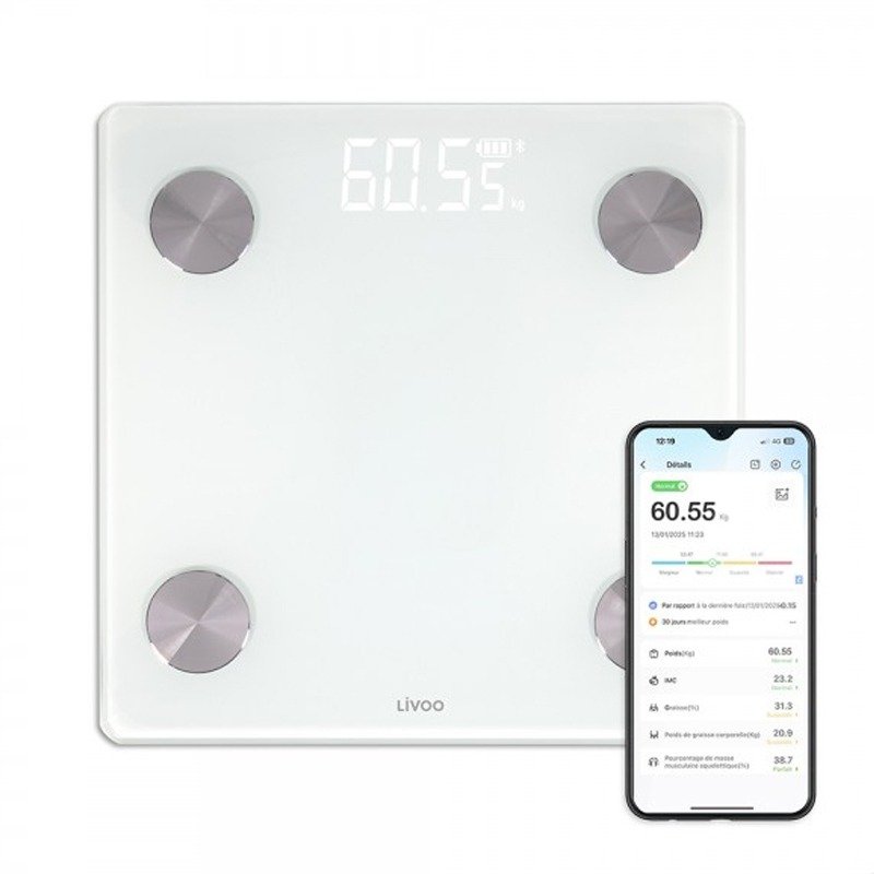 pese-personne-impedancemetre-connecte-livoo-dom528w-blanc-a Pèse-Personne Connecté LIVOO Impédancemètre DOM528W